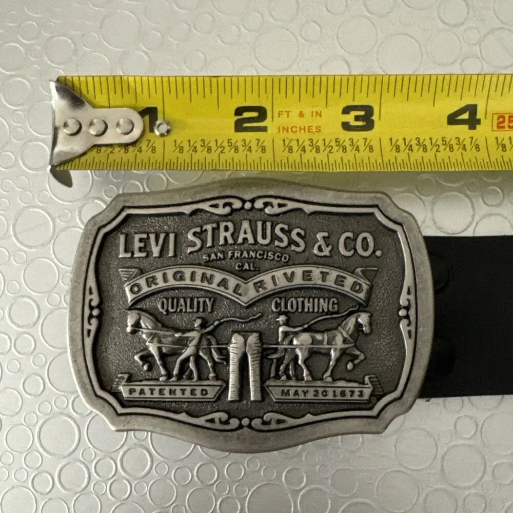 Levis Two Horse Brand Limited Edition Belt Size 44 Men’s Black Leather Workwear